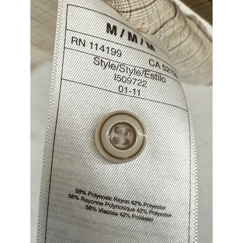 Quiksilver Men's Waterman Tan Micro Windowpane Short Sleeve Button Up Size Med‎ - Picture 6 of 8
